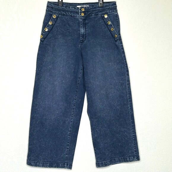 Anne Klein Women's Wide Leg Crop High Rise Blue Jean size 12 - Picture 8 of 16